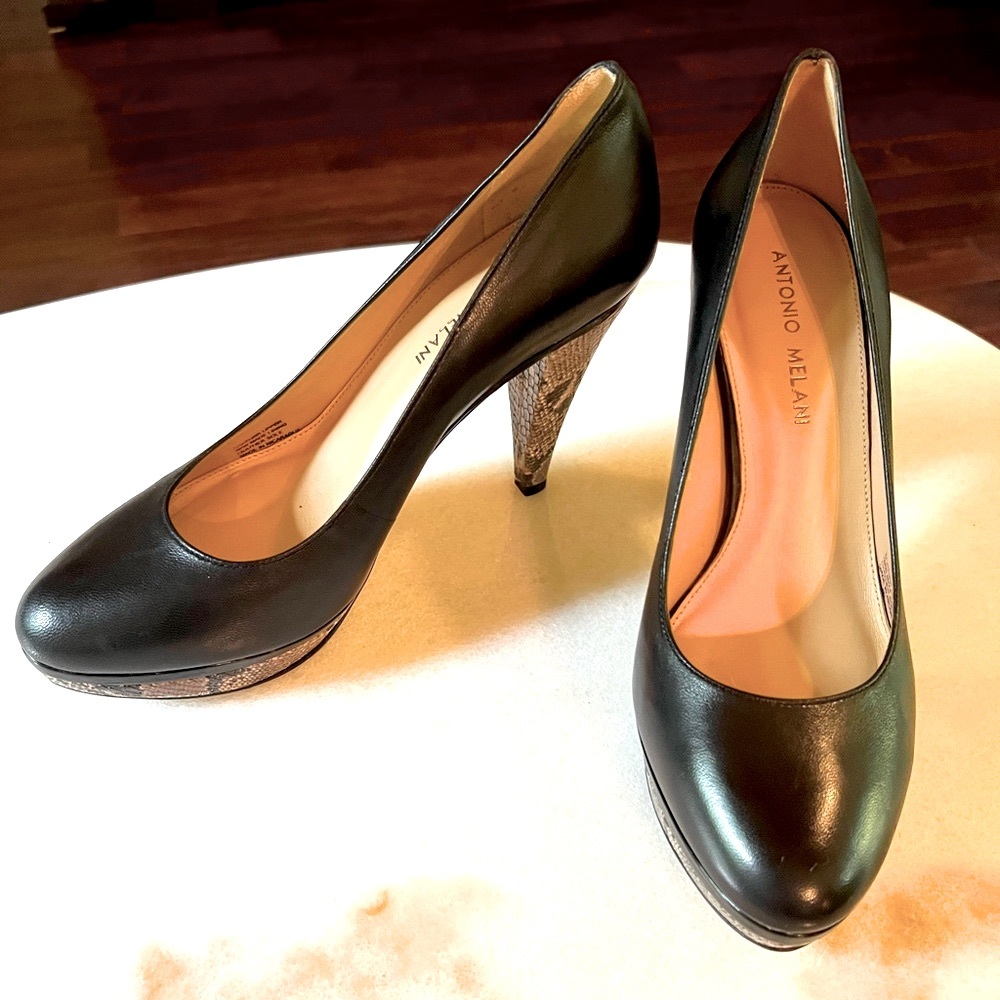 Antonio Melani Black Python Style Pumps Size 7.5 - image 2